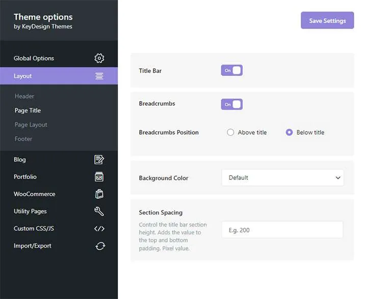 Keydesign theme options