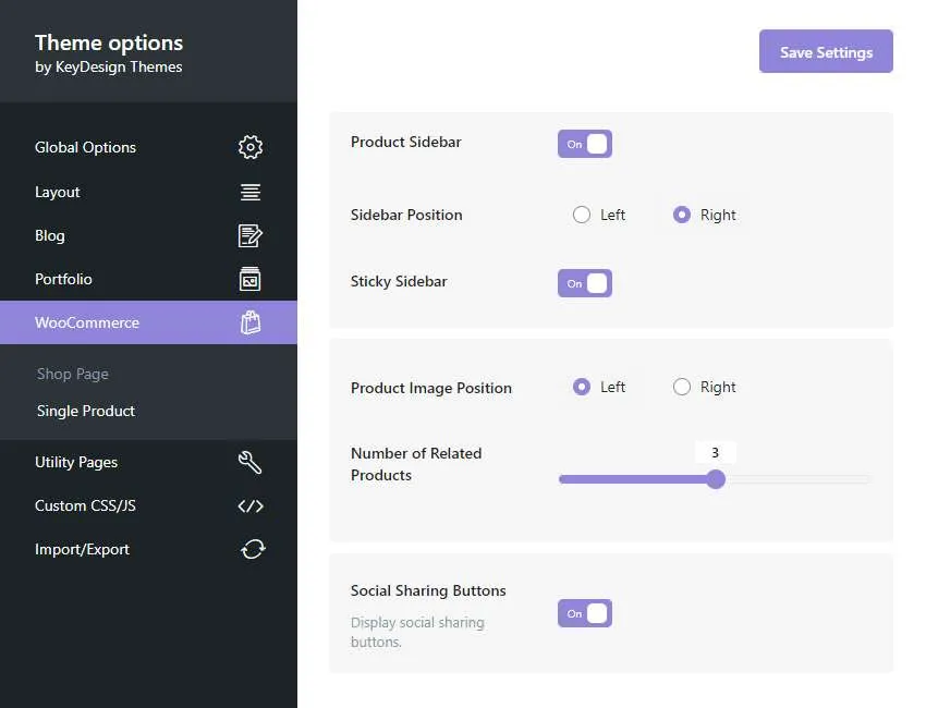 Keydesign theme options